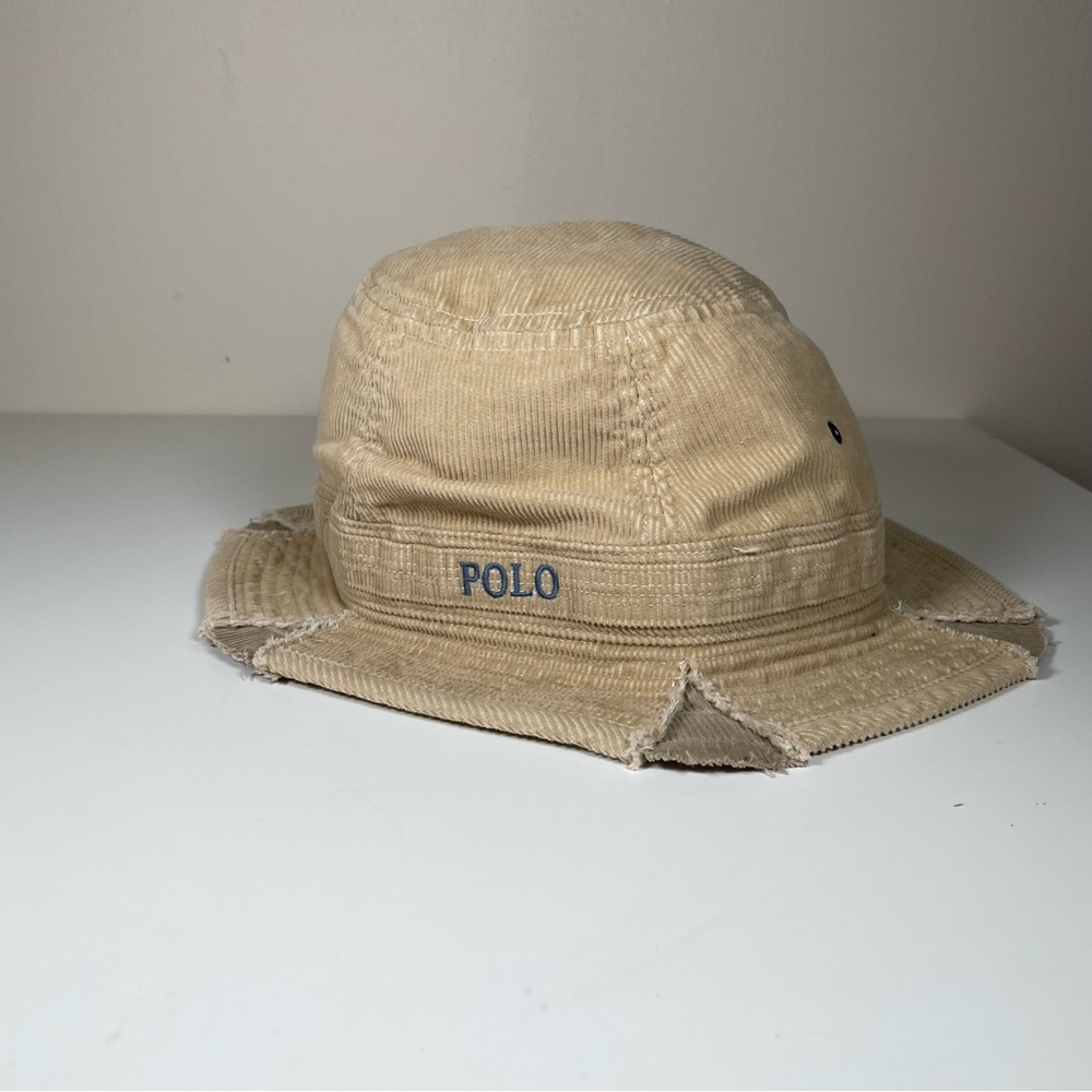 Vintage 90s Polo Ralph Lauren Corduroy Bucket Hat Tan Adult Small/Medium RARE